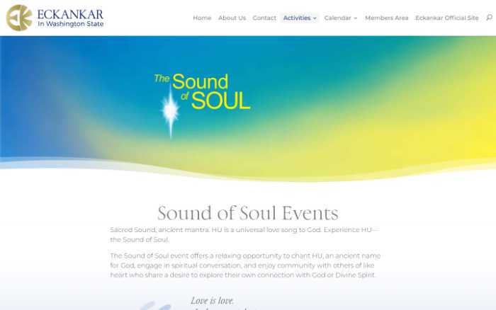 Eckankar in Washington State -  laptop screenshot - sound of soul