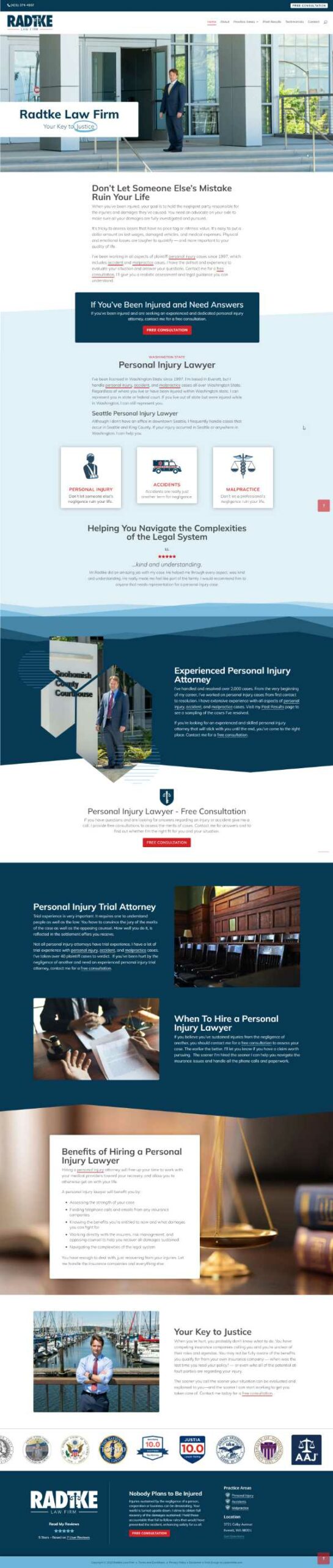 Full page screenshot of Radtke Law Firm's Home page
