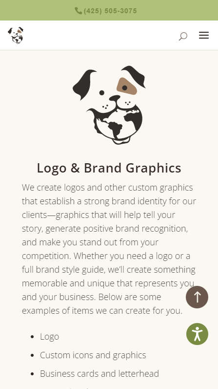 Mobile screenshot of Trunkey Dog Breeding Websites' Pricing page - Logo & Brand Graphics
